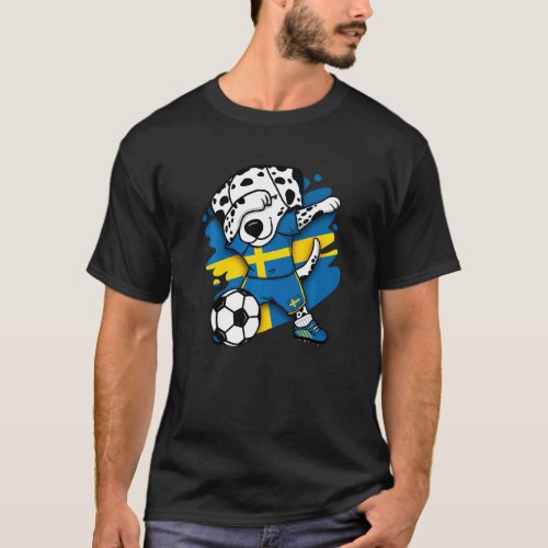Dabbing Dalmatian Sweden Soccer Fans Jersey Swedis T_Shirt