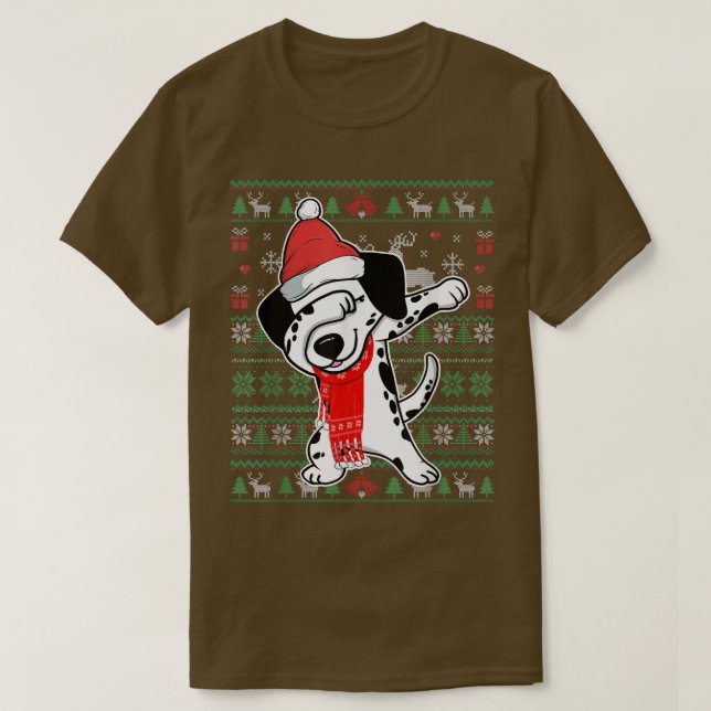 Dabbing Dalmatian Ugly Christmas Sweater Funny Par (Design Front)