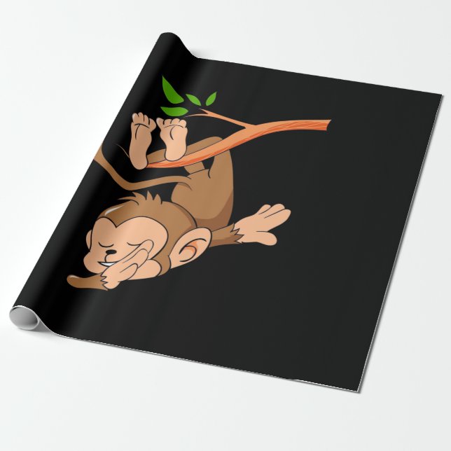Dabbing Dance Monkey Wrapping Paper (Unrolled)