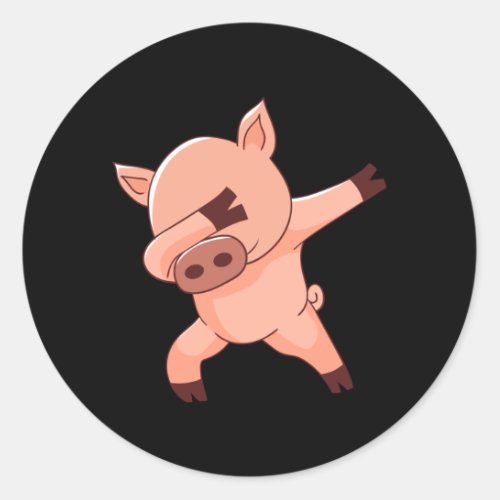 Dabbing dance pig classic round sticker
