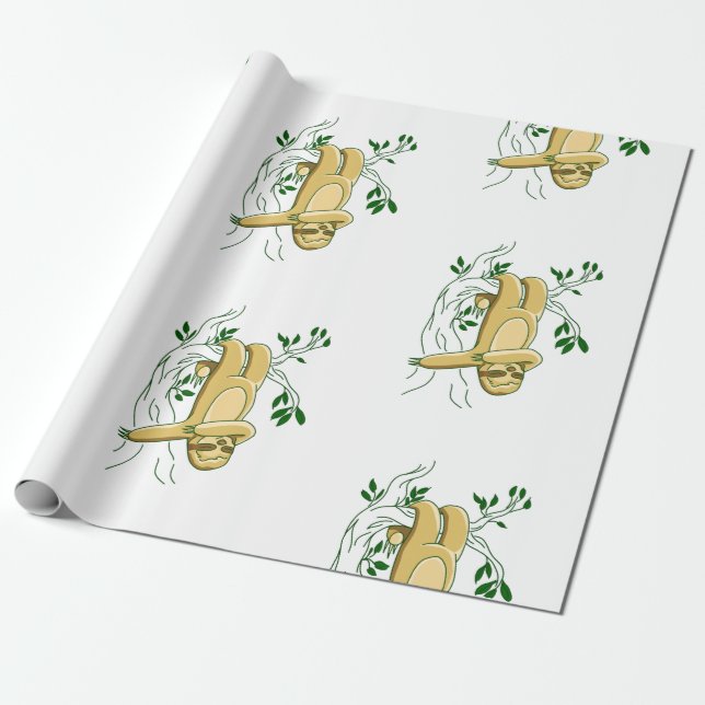 dabbing dancing hanging sloth funny wrapping paper (Unrolled)