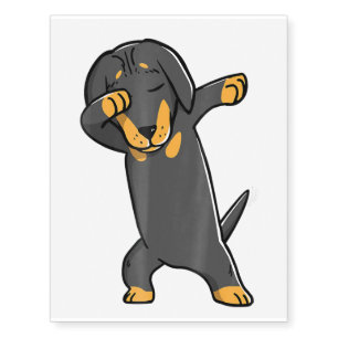 Dabbing Daschund Kids Wiener Dog Costume Temporary Tattoos