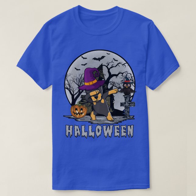 Dabbing Doberman Pinscher Dog Witch Halloween Cost T-Shirt (Design Front)