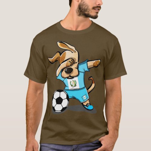 Dabbing Dog Guatemala Soccer Guatemalan Flag Footb T_Shirt