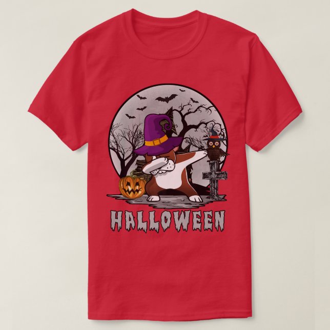 Dabbing Dog Halloween Boston Terrier Dog Dab Hat W T-Shirt (Design Front)