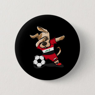 Dabbing Dog Iraq Soccer Fans Jersey Iraqi Football Button