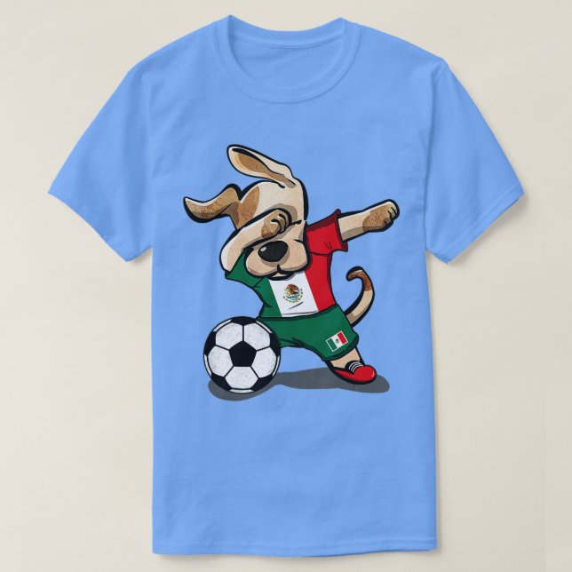 Dabbing Dog Mexico Soccer Fans Jersey Mexican Foot T-Shirt (Design Front)