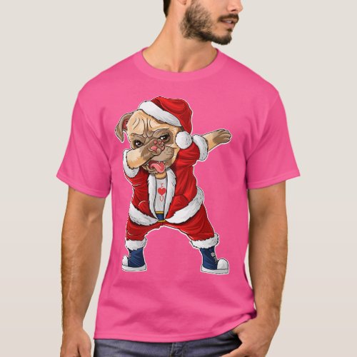 Dabbing Dog Santa Hat Christmas T_Shirt