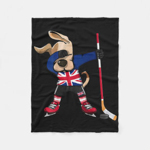 Dabbing Dog United Kingdom Ice Hockey Fans Jersey  Fleece Blanket