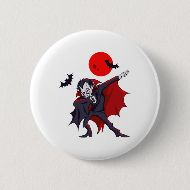 Dabbing Dracula Vampire Halloween Count Dabula Gif Button (Front)