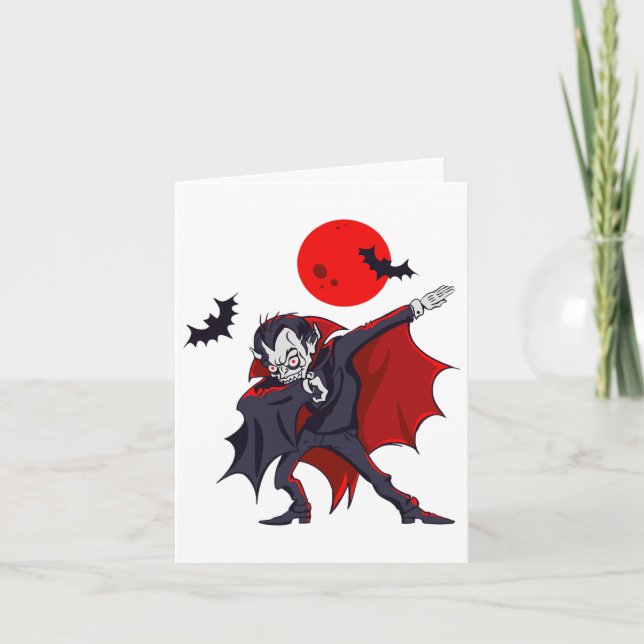 Dabbing Dracula Vampire Halloween Count Dabula Gif Card (Front)