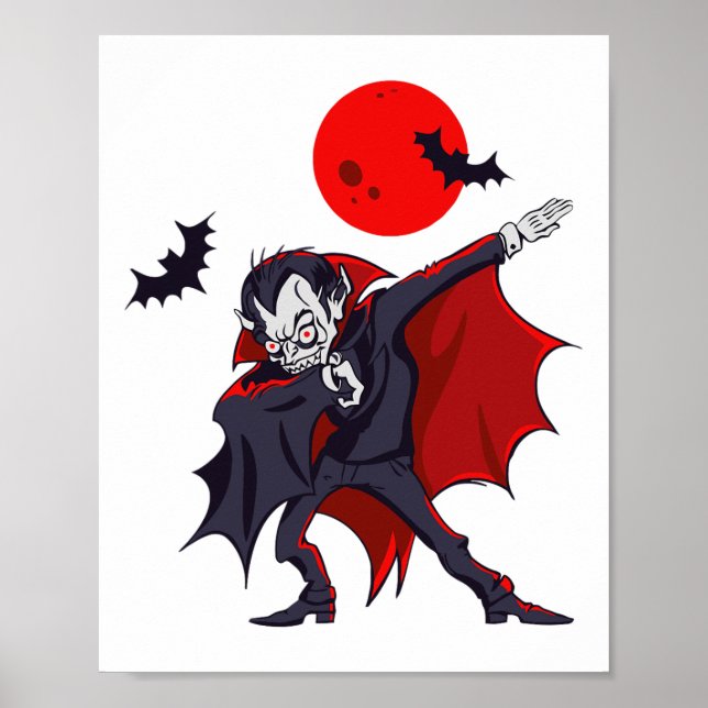 Dabbing Dracula Vampire Halloween Count Dabula Gif Poster (Front)