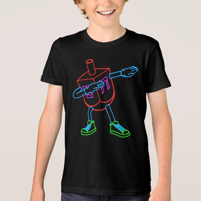 Dabbing Dreidel Funny Hanukkah Gifts for Kids Tri-Blend Shirt (Front)