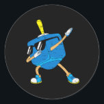 Dabbing Dreidel Hanukkah Dancing Chanukah Toddler  Classic Round Sticker<br><div class="desc">Dabbing Dreidel Hanukkah Dancing Chanukah Toddler Boys Kids</div>