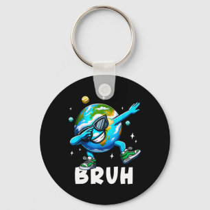 Dabbing Earth Day 2025 Bruh Funny Meme Saying Kids Keychain