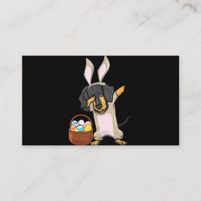 Dabbing Easter Bunny Dachshund Doxie Girls Design Enclosure Card (Front)