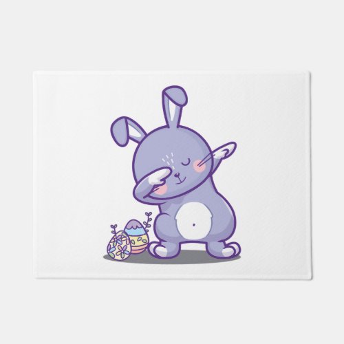 Dabbing Easter Bunny For Easter Rabbit Doormat