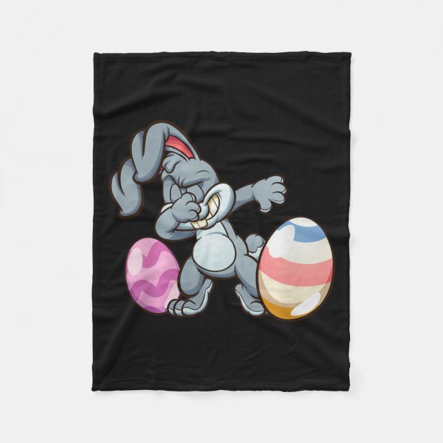 Dabbing Easter Bunny Premium Tri-blend  Fleece Blanket (Front)