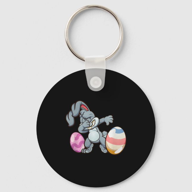 Dabbing Easter Bunny Premium Tri-blend  Keychain (Front)