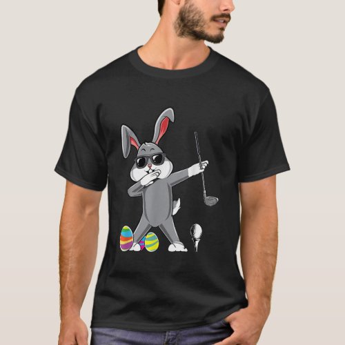 Dabbing Easter Golf Easter Bunny Rabbit Golfer Cut T_Shirt