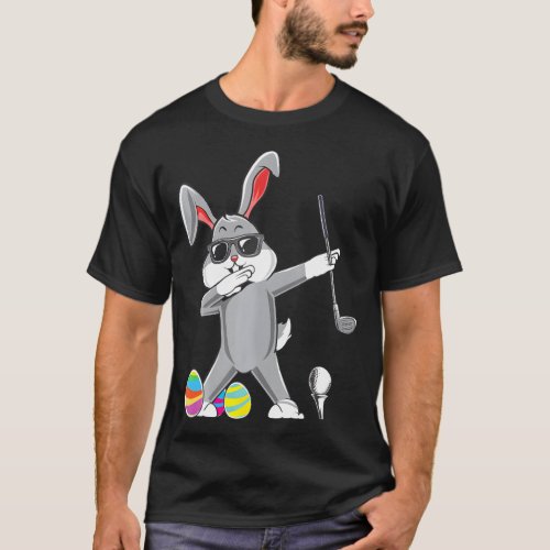 Dabbing Easter Golf Easter Bunny Rabbit Golfer T_Shirt