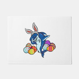 Dabbing Easter Shark With Bunny Ears Doormat