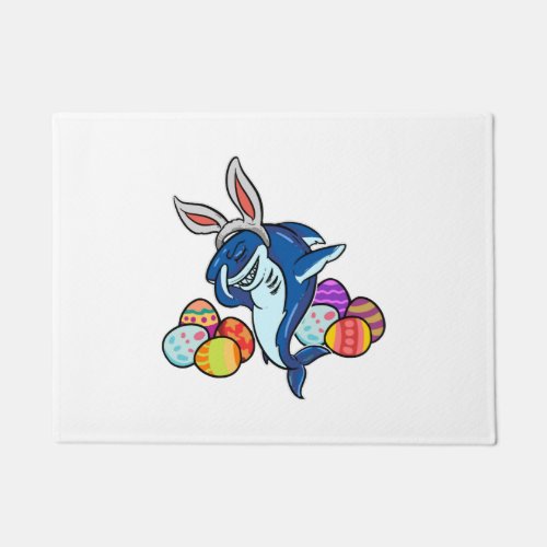 Dabbing Easter Shark With Bunny Ears Doormat