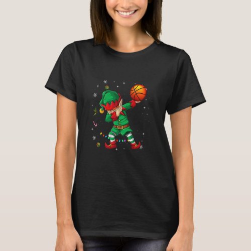 Dabbing Elf Basketball  for Boys Girls Christmas T T_Shirt