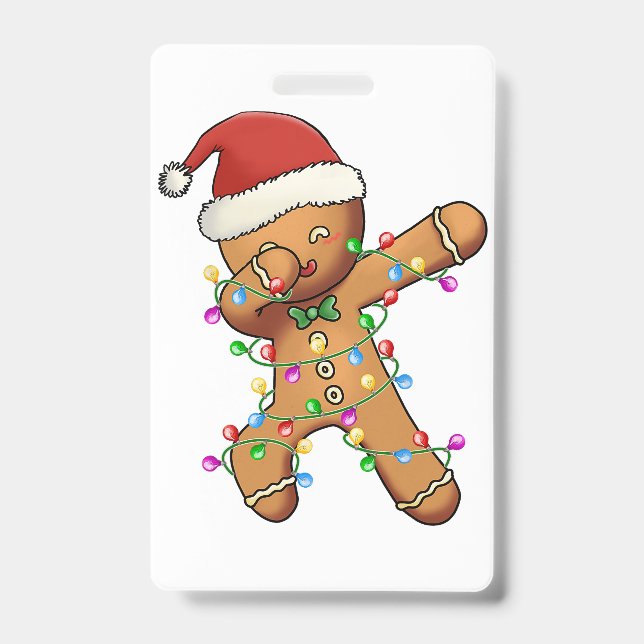Dabbing Elf Christmas Tree Lights Xmas Family Matc Badge (Front)