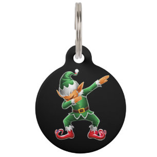 Dabbing Elf Costume Christmas Squad Xmas Pet ID Tag