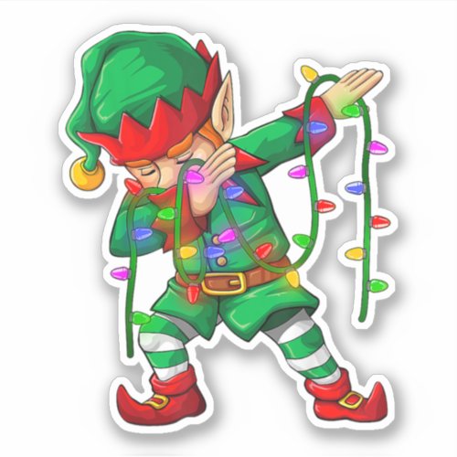 Dabbing Elf Costume Christmas Squad Xmas Sticker