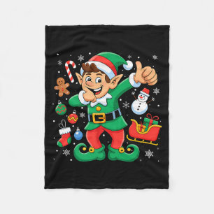 Dabbing Elf Santa Sleigh Snowman Funny Dab Xmas Pr Fleece Blanket