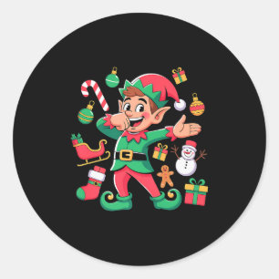 Dabbing Elf Santa Sleigh Snowman Funny Dabbing Chr Classic Round Sticker