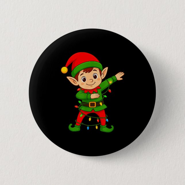 Dabbing Elf Shirt Costume Christmas Squad Men Boy  Button (Front)