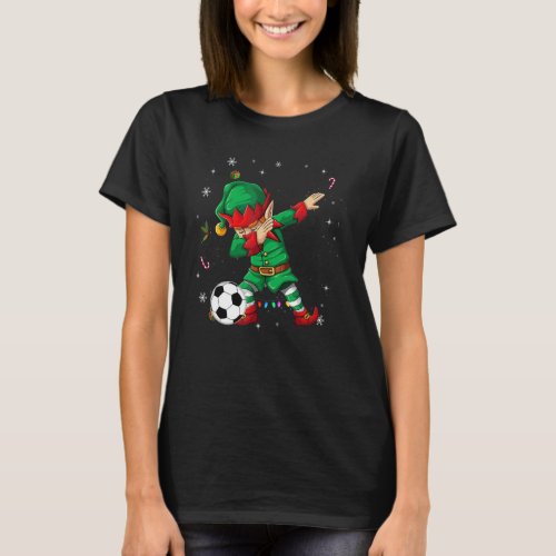 Dabbing Elf Soccer   for Boys Girls Christmas Tree T_Shirt