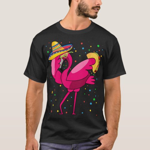 Dabbing Flamingo Taco Cinco De Mayo Mexican  T_Shirt