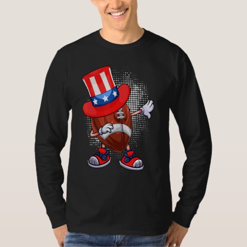 Dabbing Football Ball  Uncle Sam Hat American 4th T_Shirt
