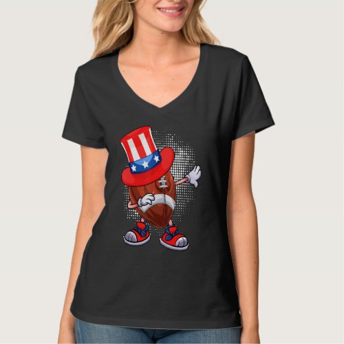 Dabbing Football Ball  Uncle Sam Hat American 4th T_Shirt