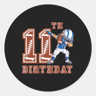 Dabbing Football Boy 11th Birthday 11 Eleven Year Classic Round Sticker