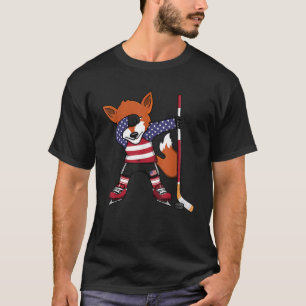 Dabbing Fox America Ice Hockey Fans Jersey USA Fla T-Shirt