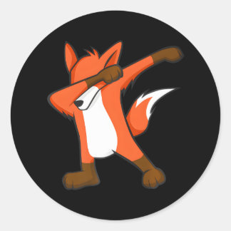 Dabbing Fox Cute Hip Hop Dab Dance Classic Round Sticker
