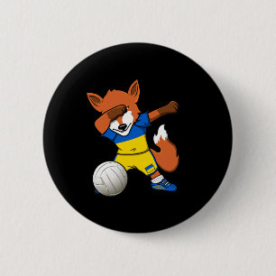 Dabbing Fox Ukraine Volleyll Fans Jersey Ukrainian Button