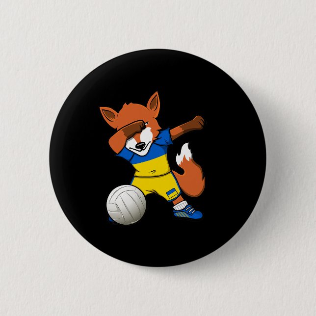 Dabbing Fox Ukraine Volleyll Fans Jersey Ukrainian Button (Front)