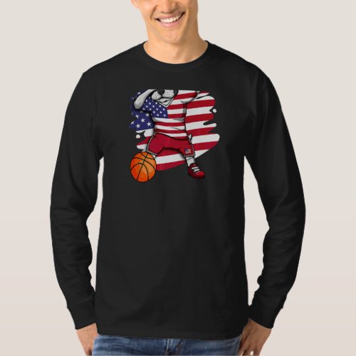 Dabbing French Bulldog America Basketball Fan Jers T_Shirt