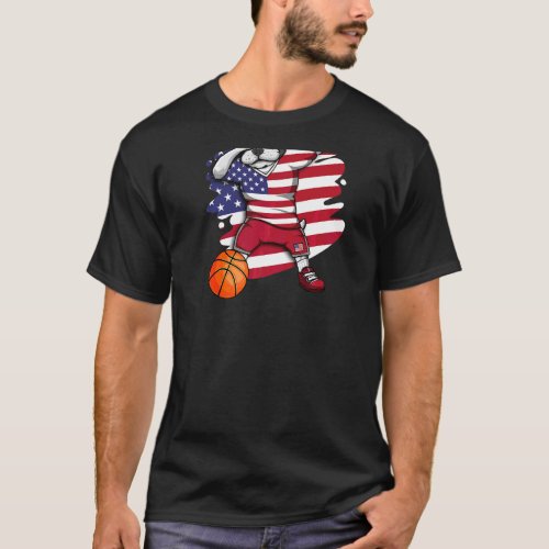 Dabbing French Bulldog America Basketball Fan Jers T_Shirt