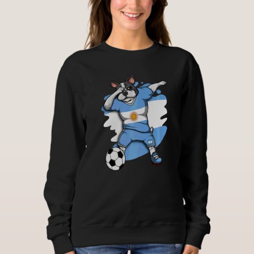 Dabbing French Bulldog Argentina Soccer Fan Jersey Sweatshirt