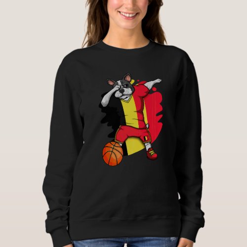 Dabbing French Bulldog Belgium Basketball Fan Jers Sweatshirt