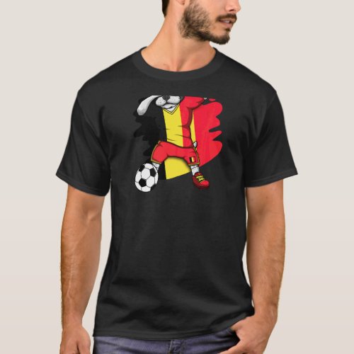 Dabbing French Bulldog Belgium Soccer Fans Jersey  T_Shirt