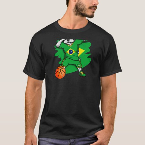Dabbing French Bulldog Brazil Basketball Fan Jerse T_Shirt