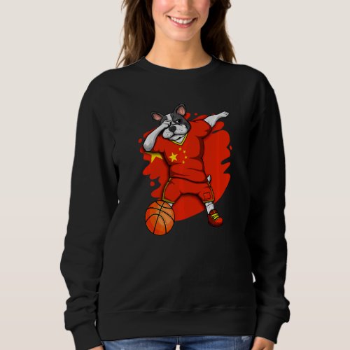 Dabbing French Bulldog China Basketball Fan Jersey Sweatshirt